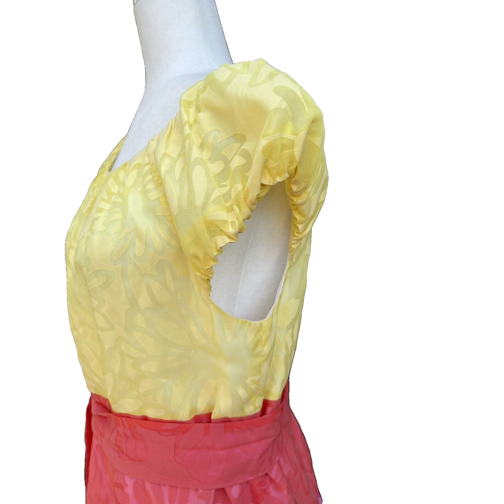Lilly Pulitzer Hotty Pink Burnout Combo Sully colorblock flower Dress L A000262 - Picture 5 of 10